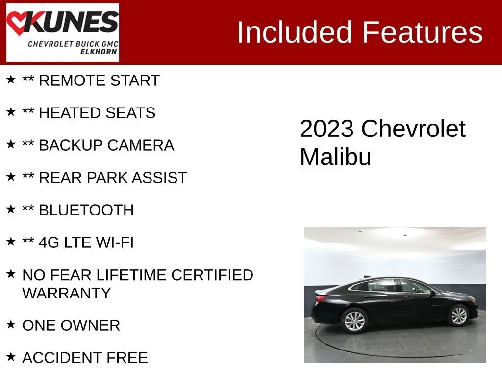 Used 2023 Chevrolet Malibu 1LT with VIN 1G1ZD5STXPF163951 for sale in Elkhorn, WI