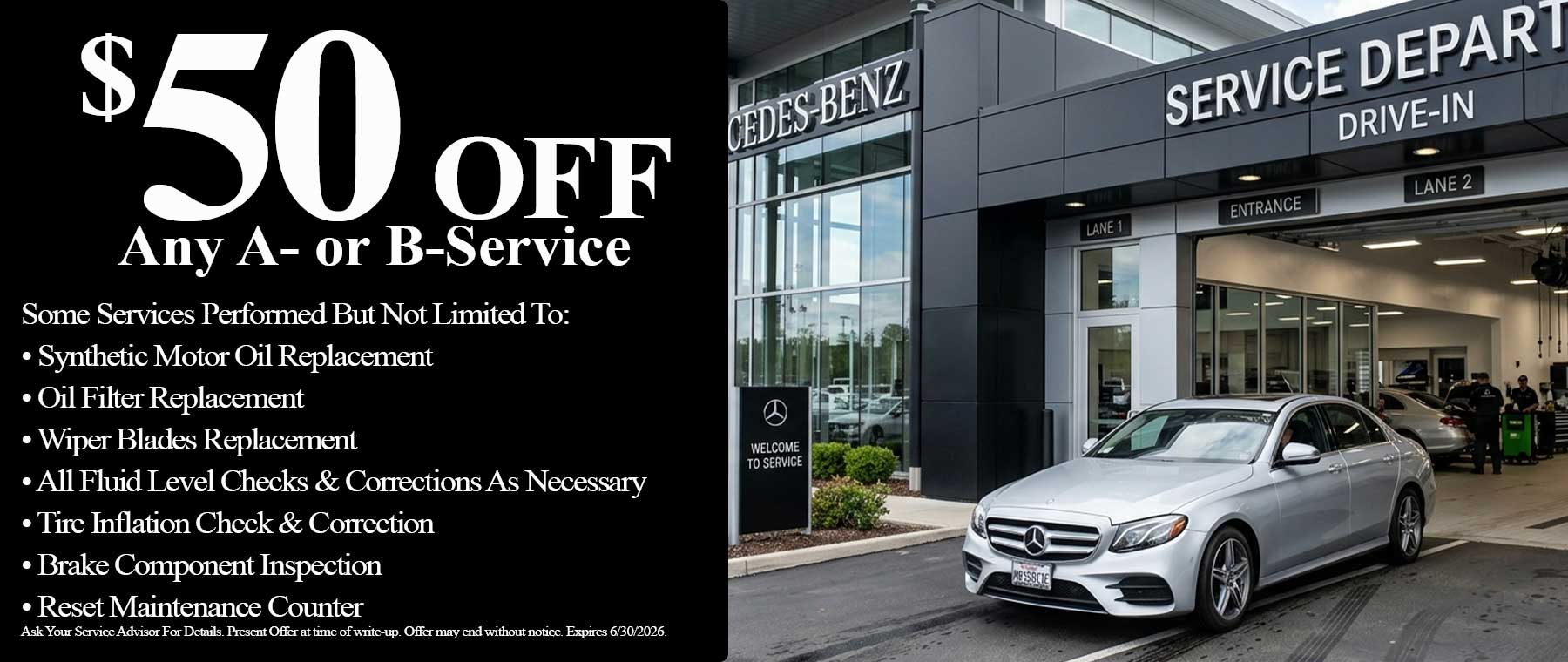Mercedes-Benz $50 Off Any A or B Service in Reading, PA