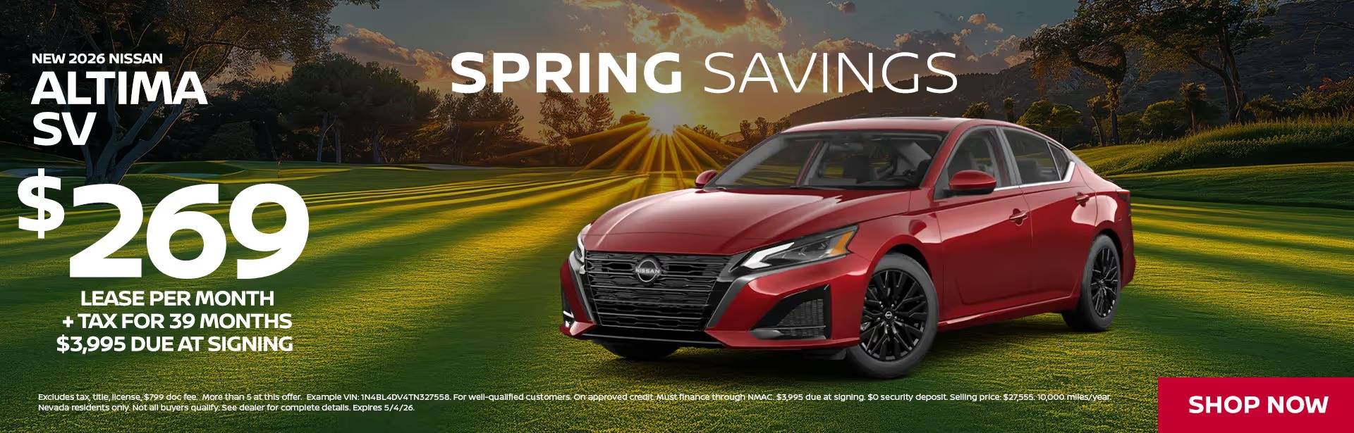 $269 lease per month + tax for 39 months, $3995 due at signing