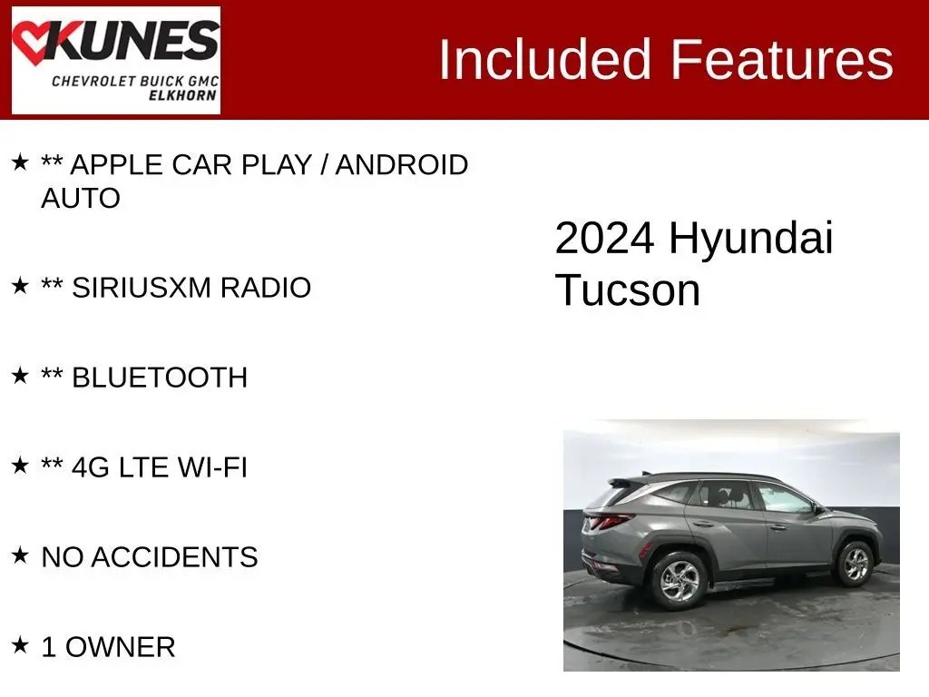 Used 2024 Hyundai Tucson SEL with VIN 5NMJBCDE1RH383997 for sale in Elkhorn, WI