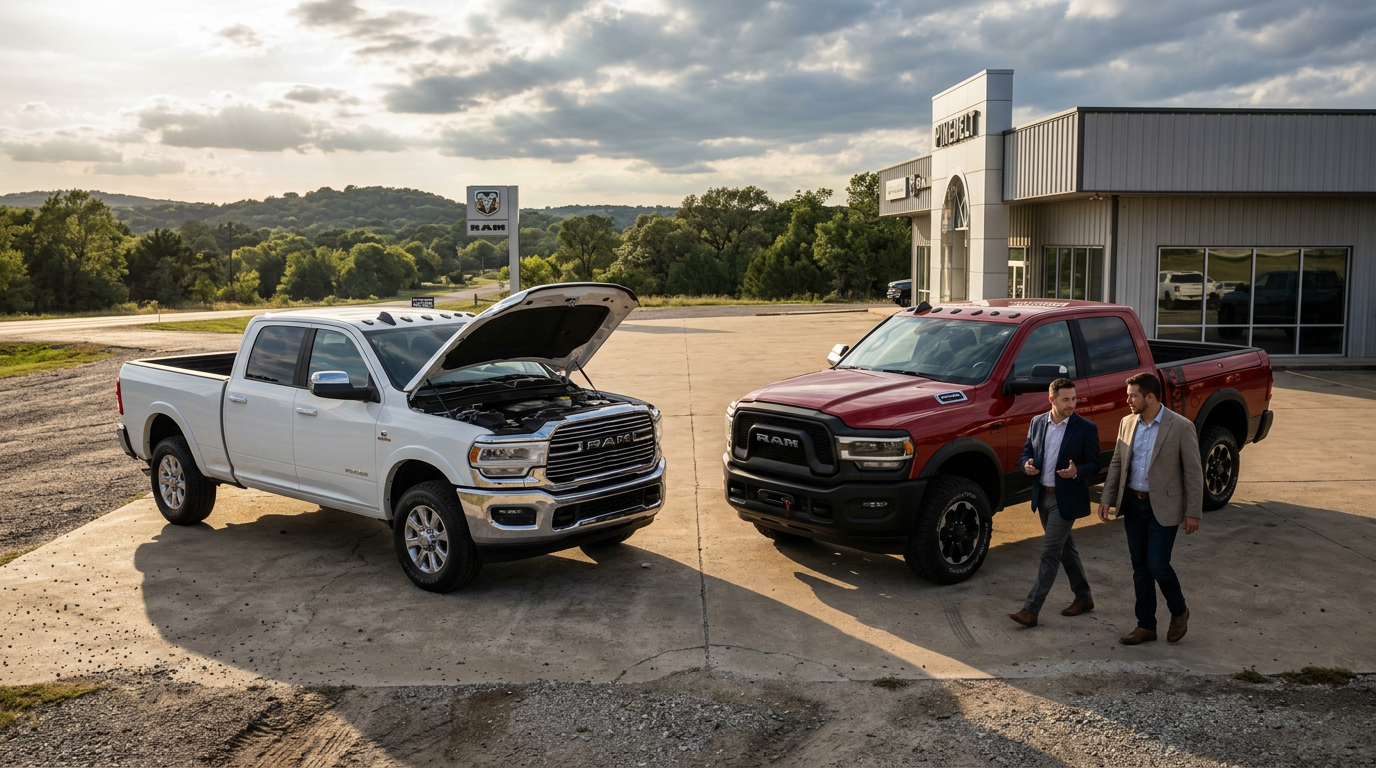 Gas or Cummins Turbo Diesel — Pick Your Power  For Pittsburg-area truck buyers, the right Ram depends on how you tow, haul, and drive every day. Compare gas and available Cummins diesel capability, then explore the Ram 1500 for lighter-duty versatility or the Ram 3500 when you need maximum heavy-duty capability.