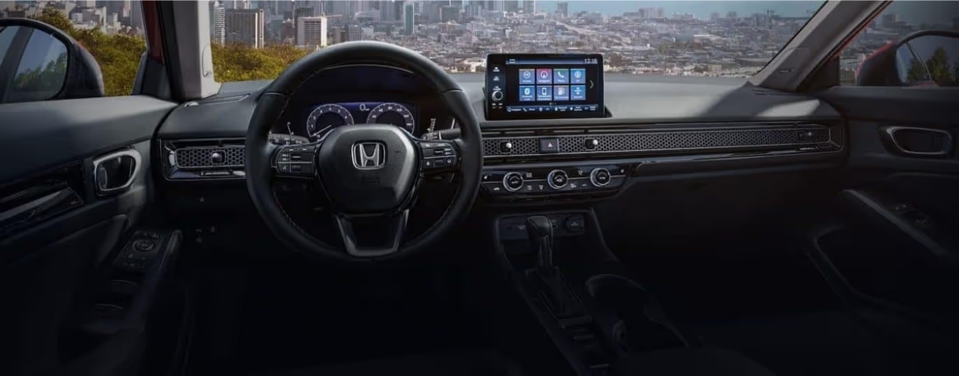 Black dash and infotainment screen in a 2022 Honda Civic