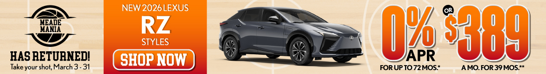2026 Lexus RZ Styles	0% APR for up to 72 mo* OR $389/mo for 39 mo**