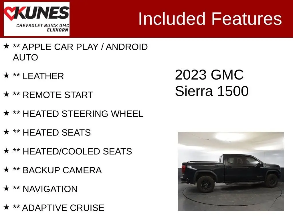 Used 2023 GMC Sierra 1500 AT4X with VIN 3GTUUFEL6PG341243 for sale in Elkhorn, WI