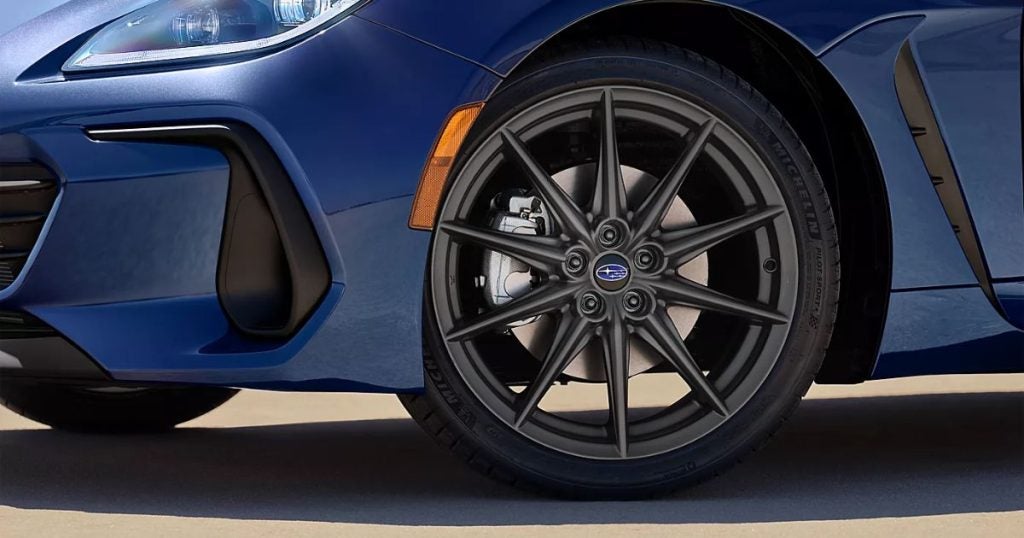 The 18-inch wheels of the 2026 Subaru BRZ