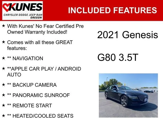 Used 2021 GENESIS G80 Base with VIN KMTGC4SD5MU081302 for sale in Oregon, IL