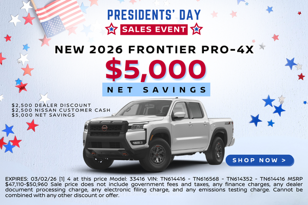 Nissan Frontier Pro-4x $5,000 Net Savings Offer 