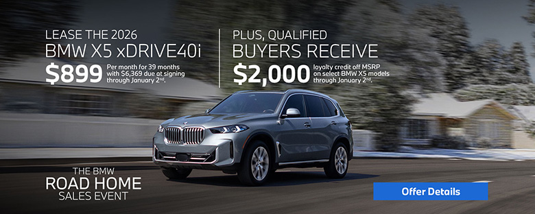 2026 X5 lease starting at $899 per month for 39 months