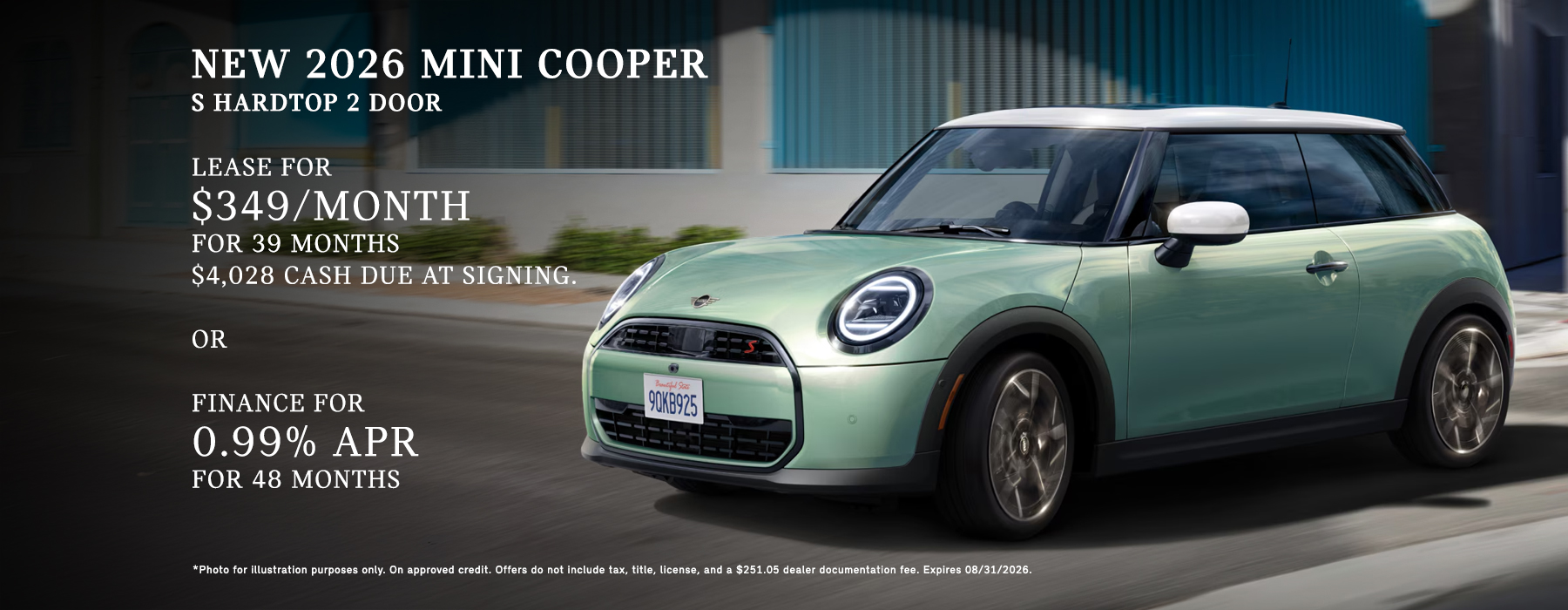 NEW 2026 MINI Cooper S Hardtop 2 Door Lease and finance offer