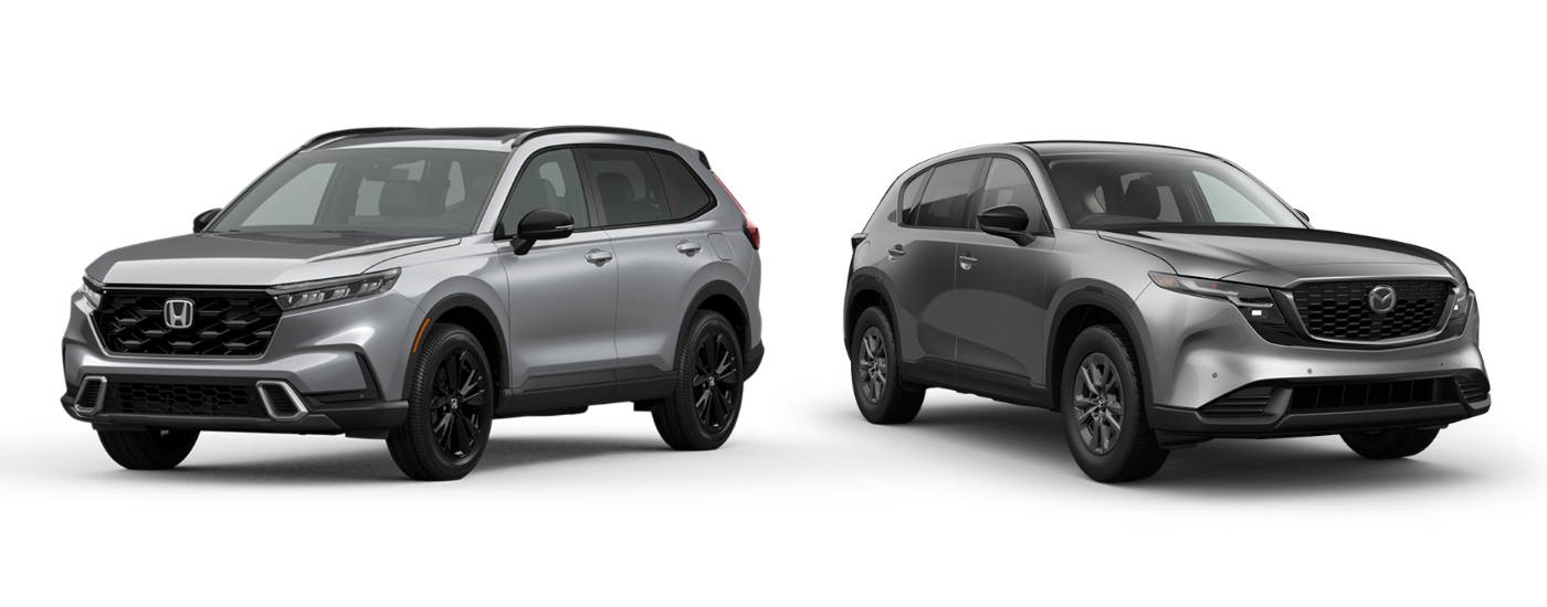 A silver 2026 Honda CR-V vs a silver 2026 Mazda CX-5