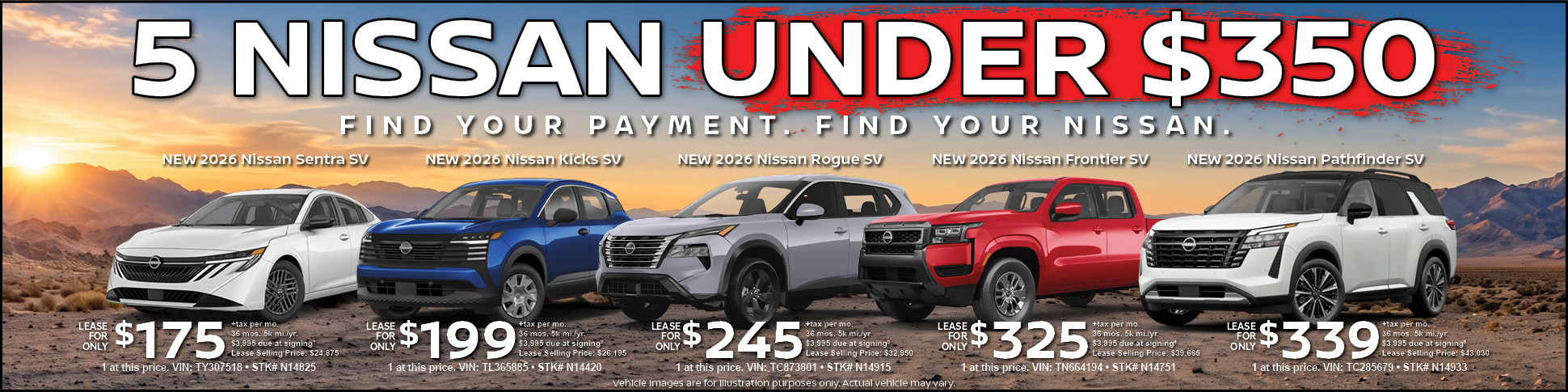 5 Nissan Under $350