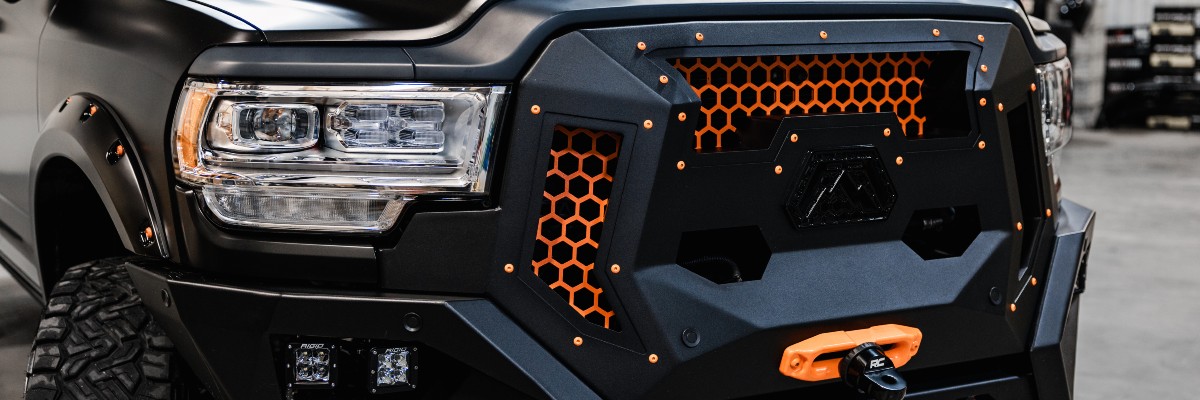 Custom RAM Longhorn Exterior Front Bumper and Headlights