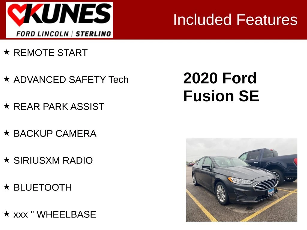 Used 2020 Ford Fusion SE with VIN 3FA6P0HD3LR185782 for sale in Sterling, IL