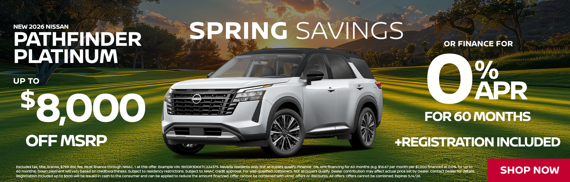 Up to $8000 off MSRP or Finance for 0% APR for 60 Months + Registration Included