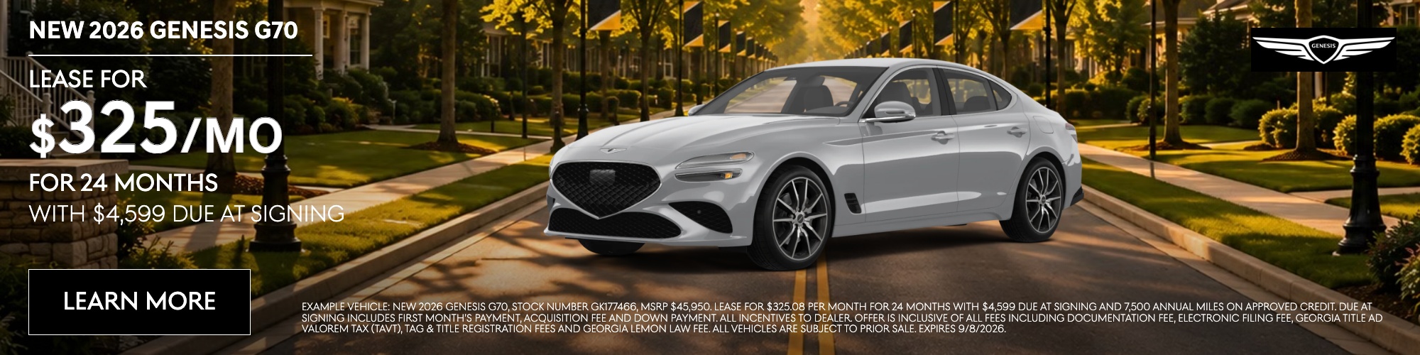 New 2026 Genesis G70 Lease