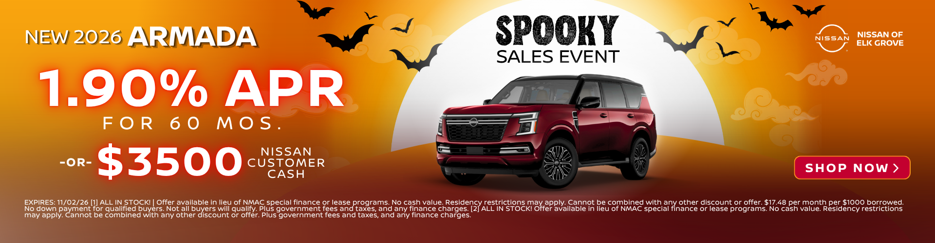 ARMADA 1.9% APR or $3500 Customer Cash