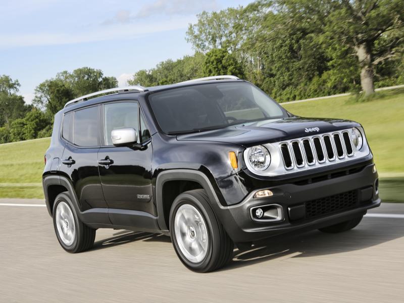 Black Jeep Renegade parked on a grassy field