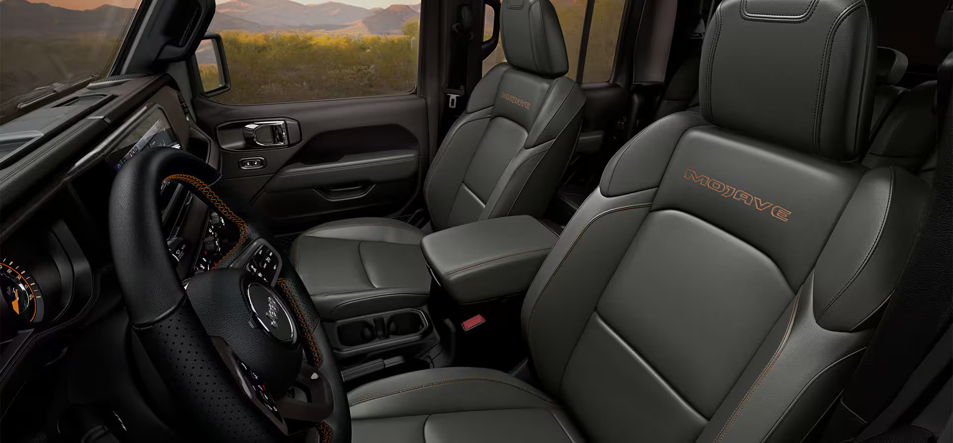 The interior design of a jeep gladiator.
