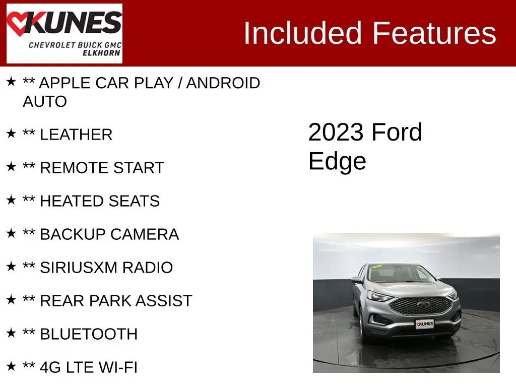 Used 2023 Ford Edge SEL with VIN 2FMPK4J9XPBA31127 for sale in Elkhorn, WI