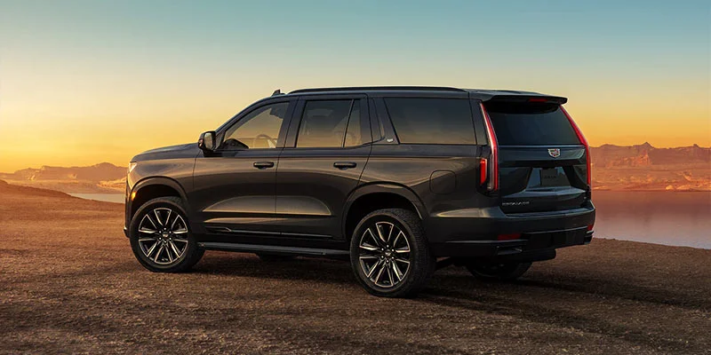 side view of black 2023 Cadillac Escalade