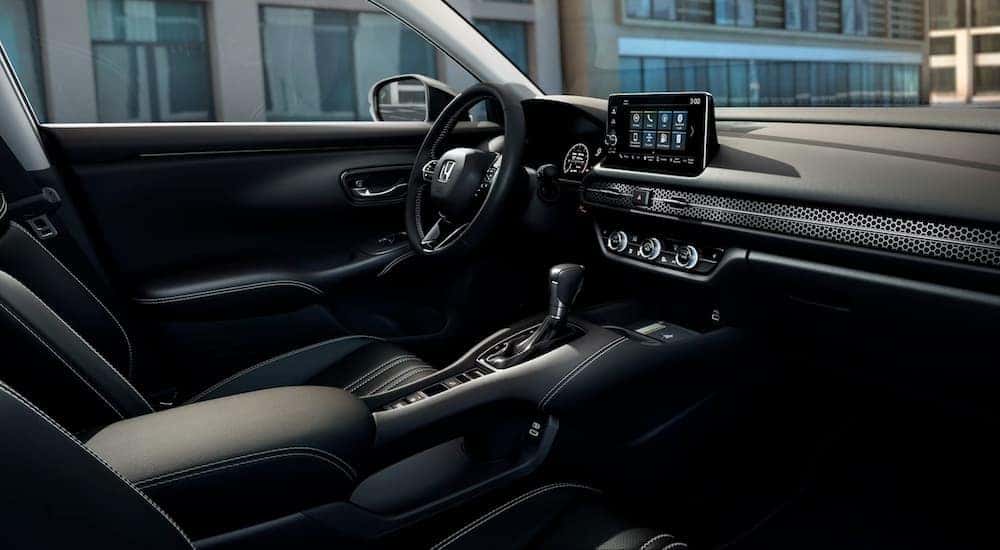 The black interior of a 2024 Honda HR-V.