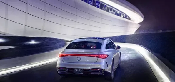 Vehicle driving on a night road