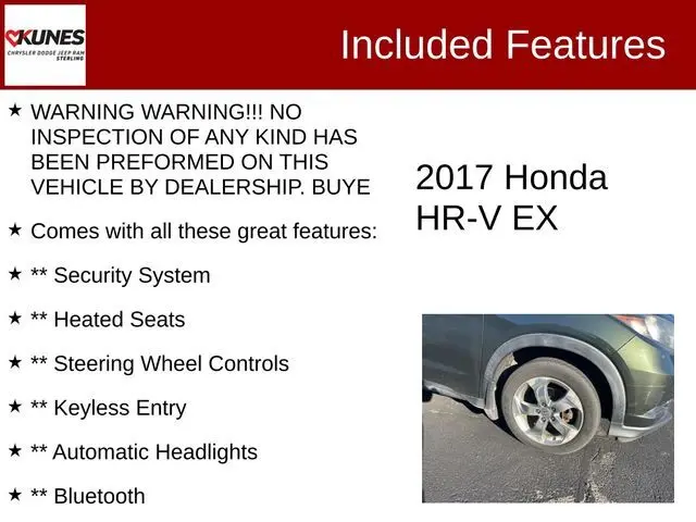 Used 2017 Honda HR-V EX with VIN 3CZRU6H51HG704885 for sale in Sterling, IL