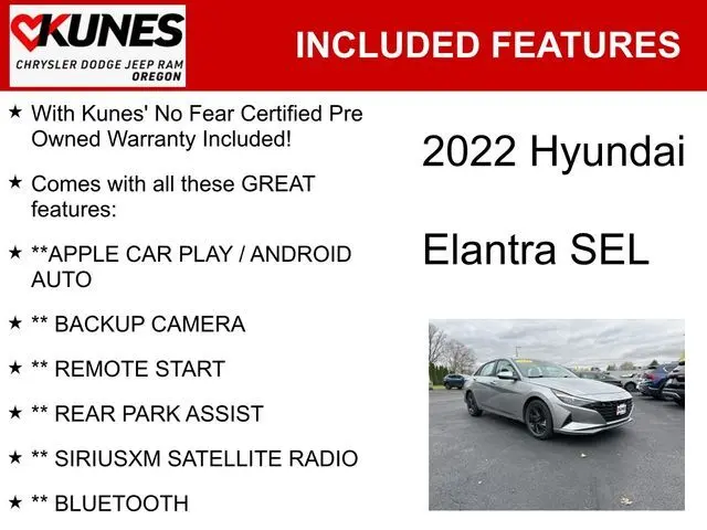 Used 2022 Hyundai Elantra SEL with VIN 5NPLM4AG7NH064941 for sale in Oregon, IL