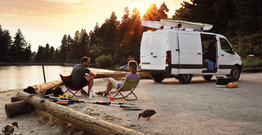 2020 Mercedes-Benz Sprinter Cargo Van parked by lake
