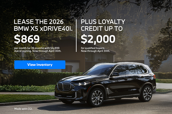2026 X5 lease starting at $869 per month for 39 months