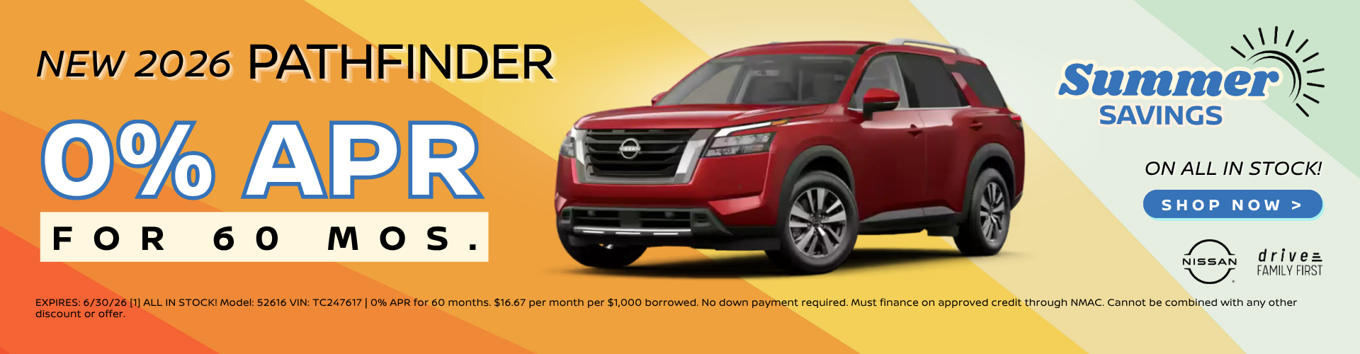 New 2026 Pathfinder 0apr for 60 mos.