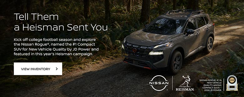 Kick off college football season and explore the Nissan Rogue®, named the #1 Compact SUV for New Vehicle Quality by JD Power and featured in this year’s Heisman campaign.