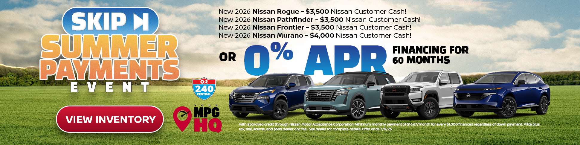 0% APR on New Nissan Models
