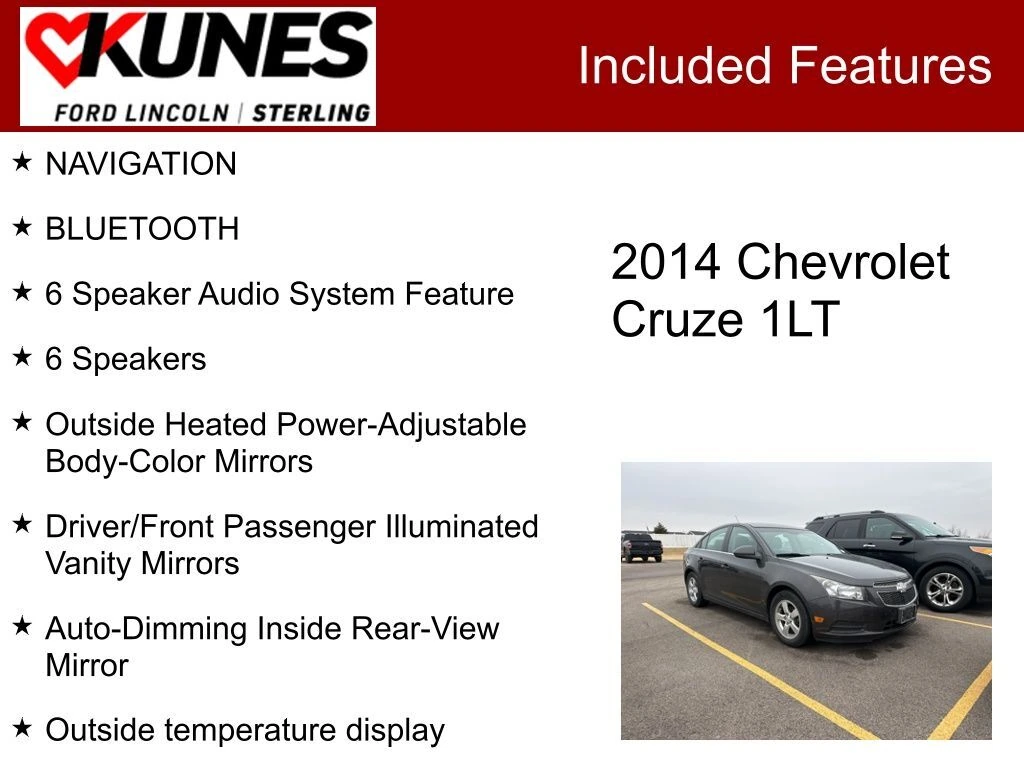 Used 2014 Chevrolet Cruze 1LT with VIN 1G1PC5SB0E7446254 for sale in Sterling, IL