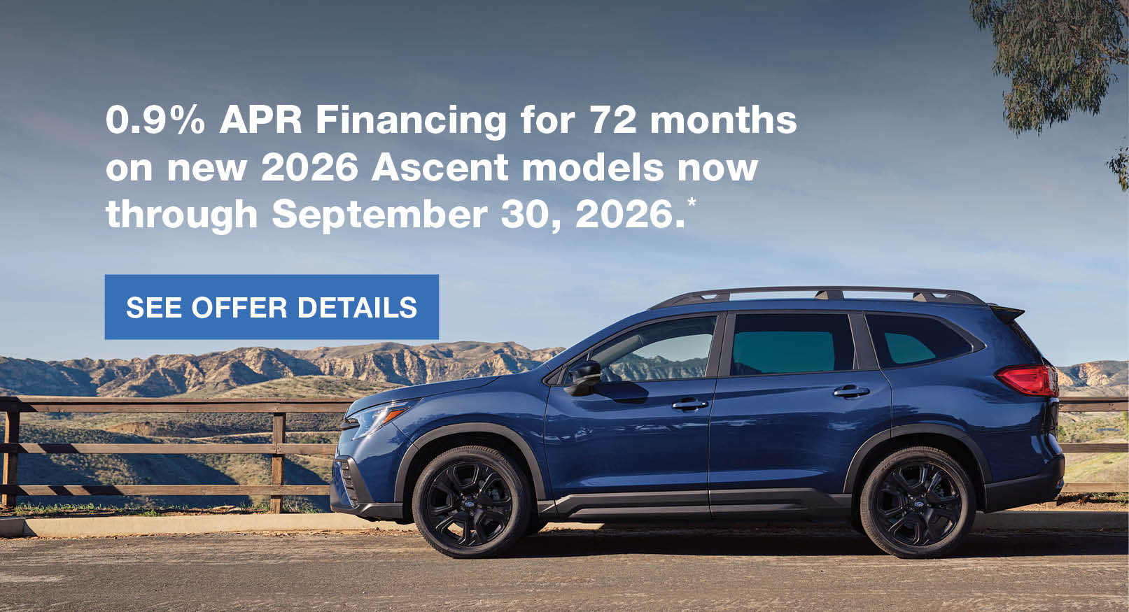 Subaru Ascent 0.9% APR Financing offer through 9/30/26