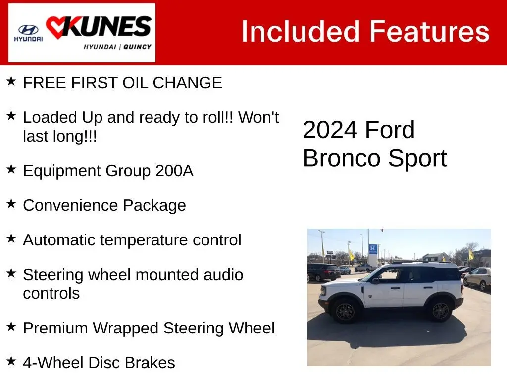 Used 2024 Ford Bronco Sport Big Bend with VIN 3FMCR9B63RRE26072 for sale in Quincy, IL