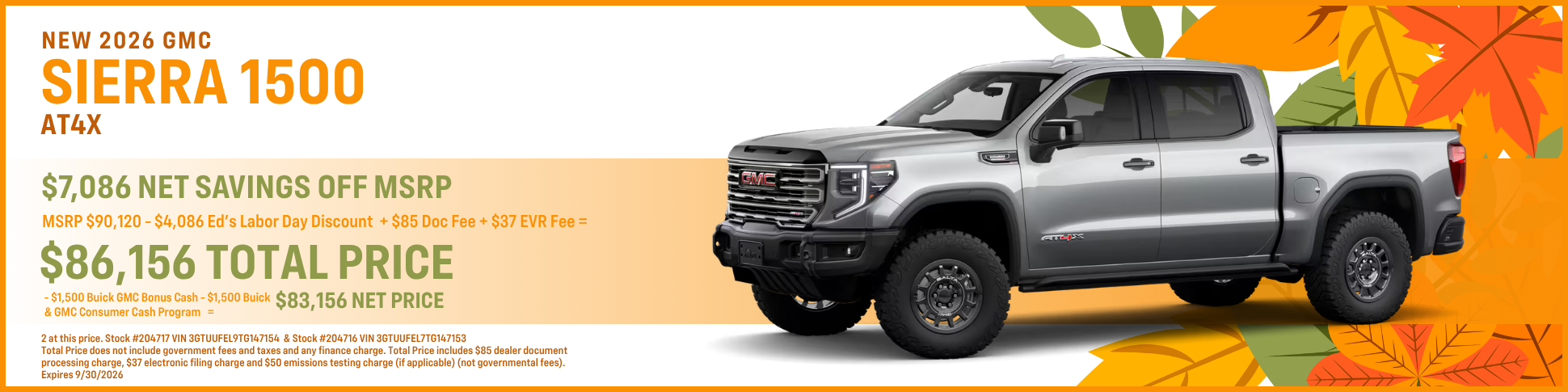 2026 GMC Sierra 150 AT4X Offer
