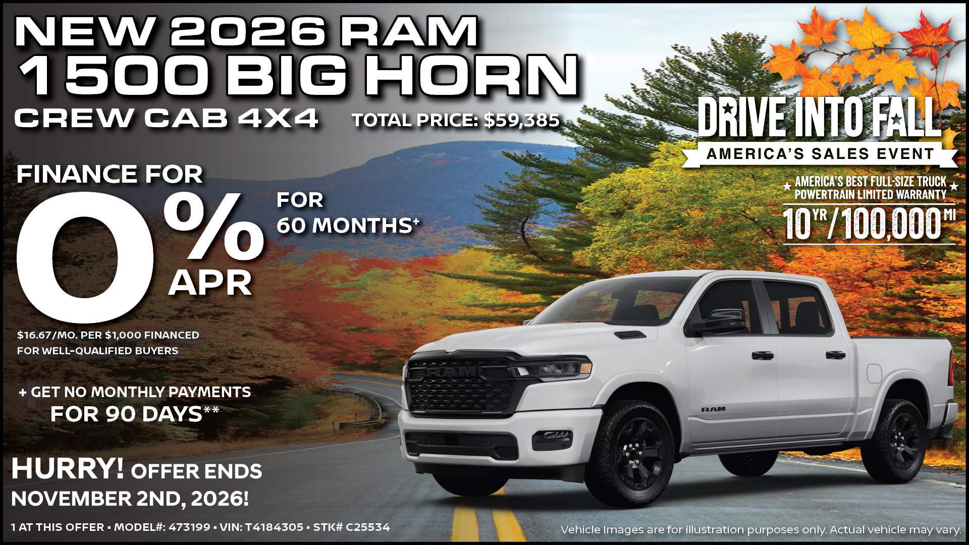 New 2026 RAM 1500 Big Horn Crew Cab 4X4