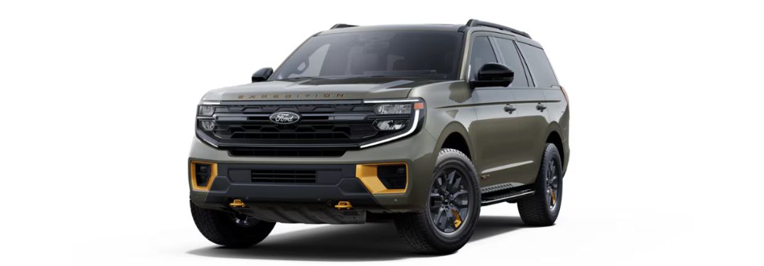 Wild Green 2025 Ford Expedition Tremor on White Background