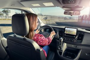 front interior of a 2020 Ford Transit