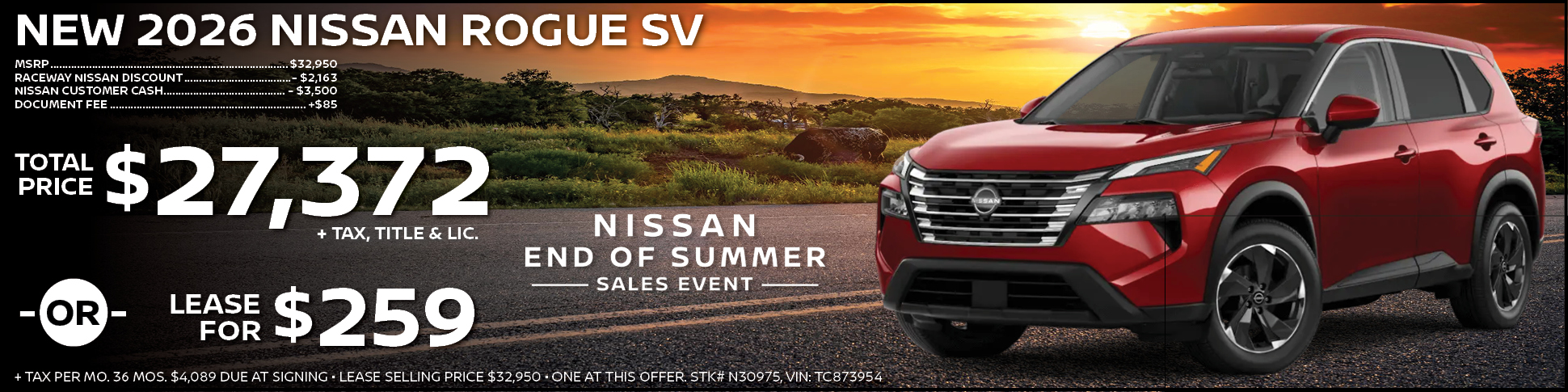 New 2026 Nissan Rogue Lease Offer