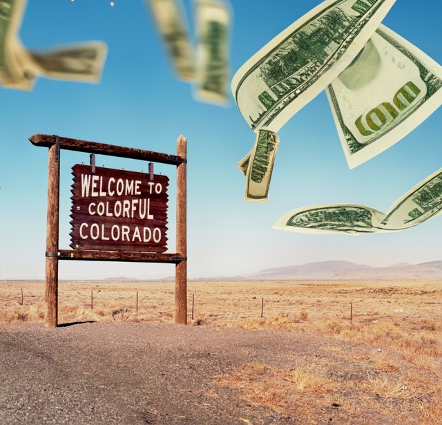 Colorado sign with dollars