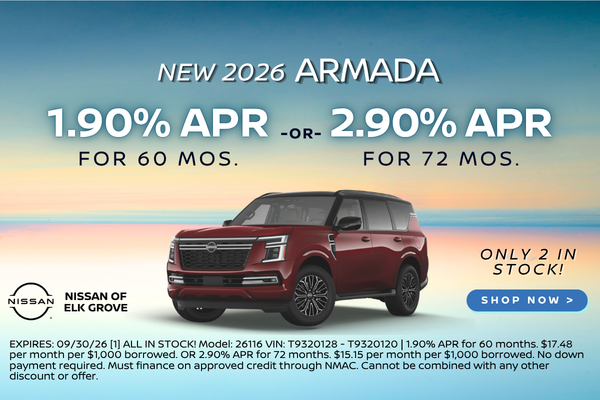 ARMADA 1.9%APR for 60 mos. or 2.9% APR for 72 mos.