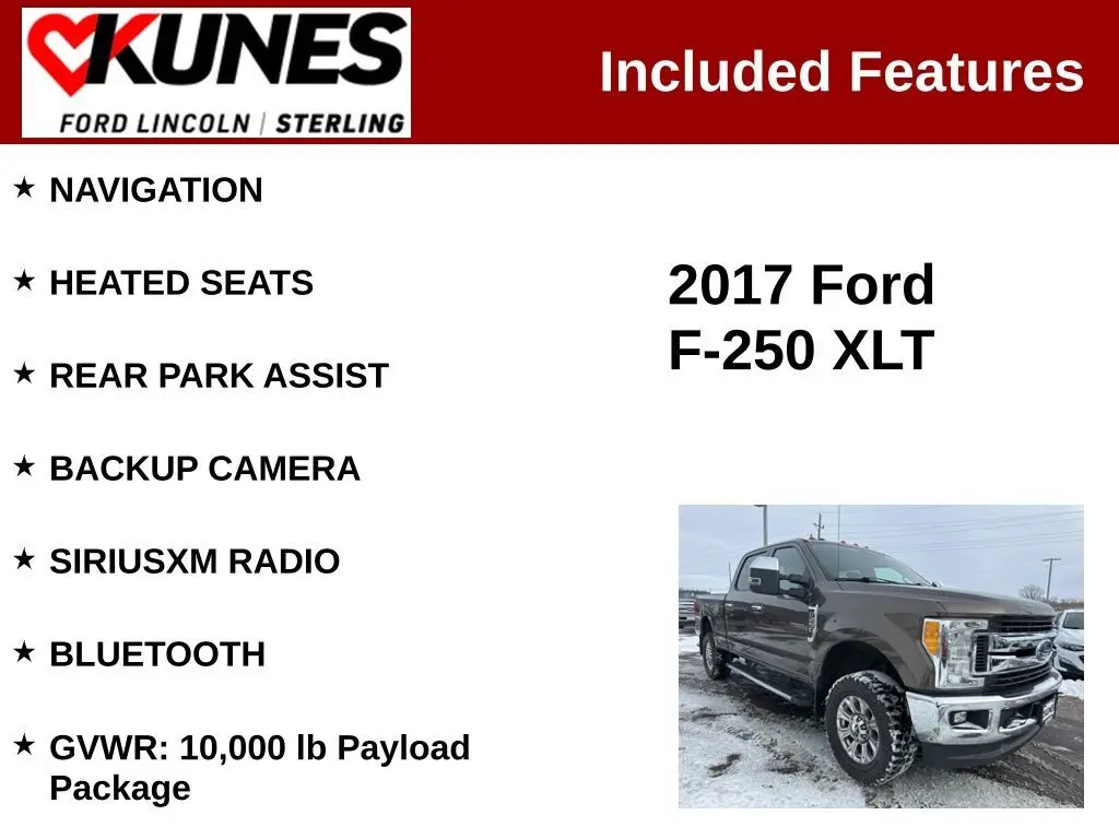 Used 2017 Ford F-250 Super Duty XLT with VIN 1FT7W2B60HEB89516 for sale in Sterling, IL