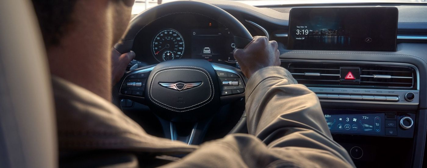 Steering wheel and dashboard of a 2026 Genesis G70 for sale