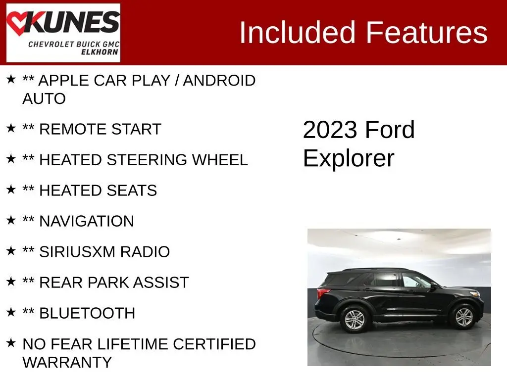 Used 2023 Ford Explorer XLT with VIN 1FMSK8DH7PGA85420 for sale in Elkhorn, WI