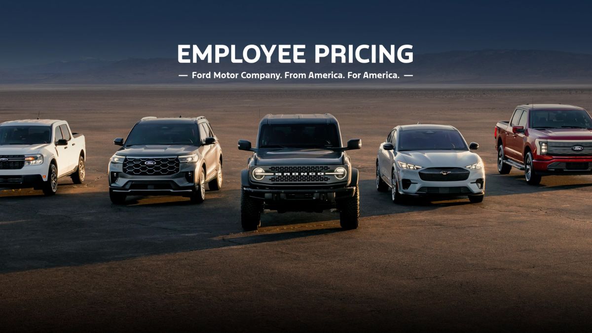 Ford Models in Desert with Ford Employee Pricing Text