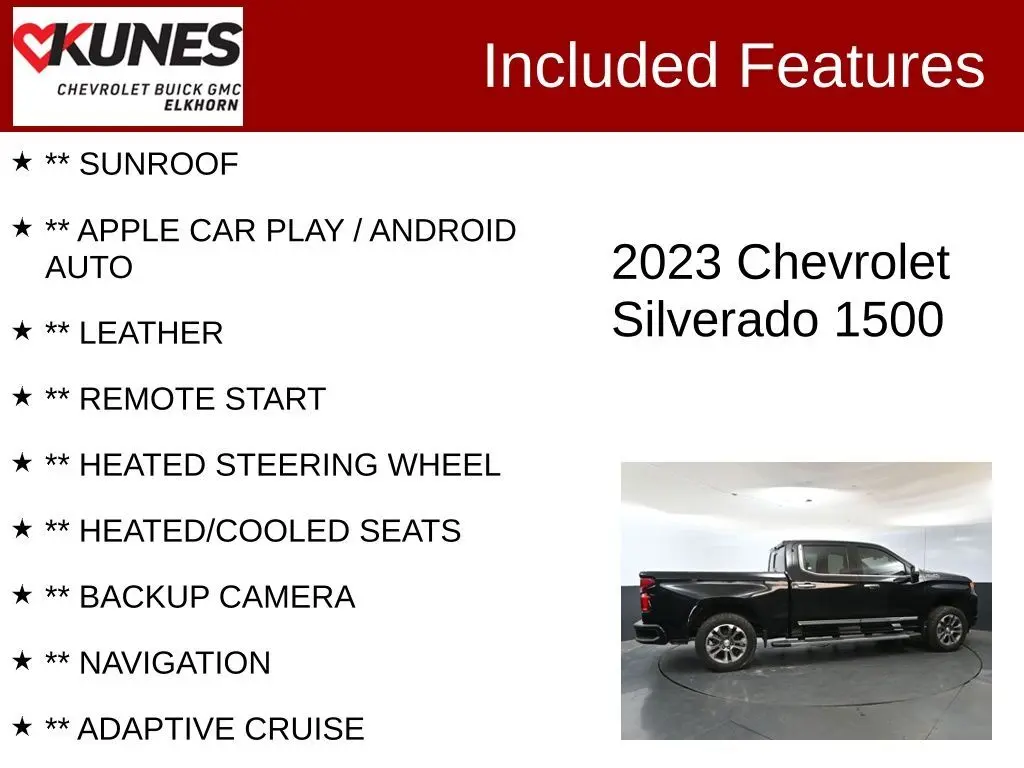 Used 2023 Chevrolet Silverado 1500 High Country with VIN 3GCUDJE84PG104197 for sale in Elkhorn, WI