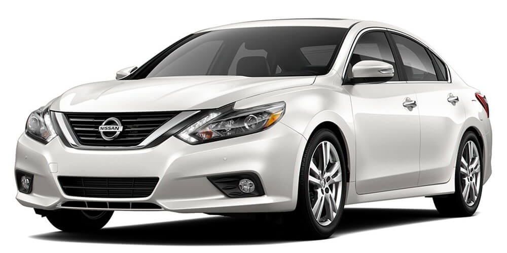 2017 Nissan Altima sedan in Pearl White, front three-quarter view