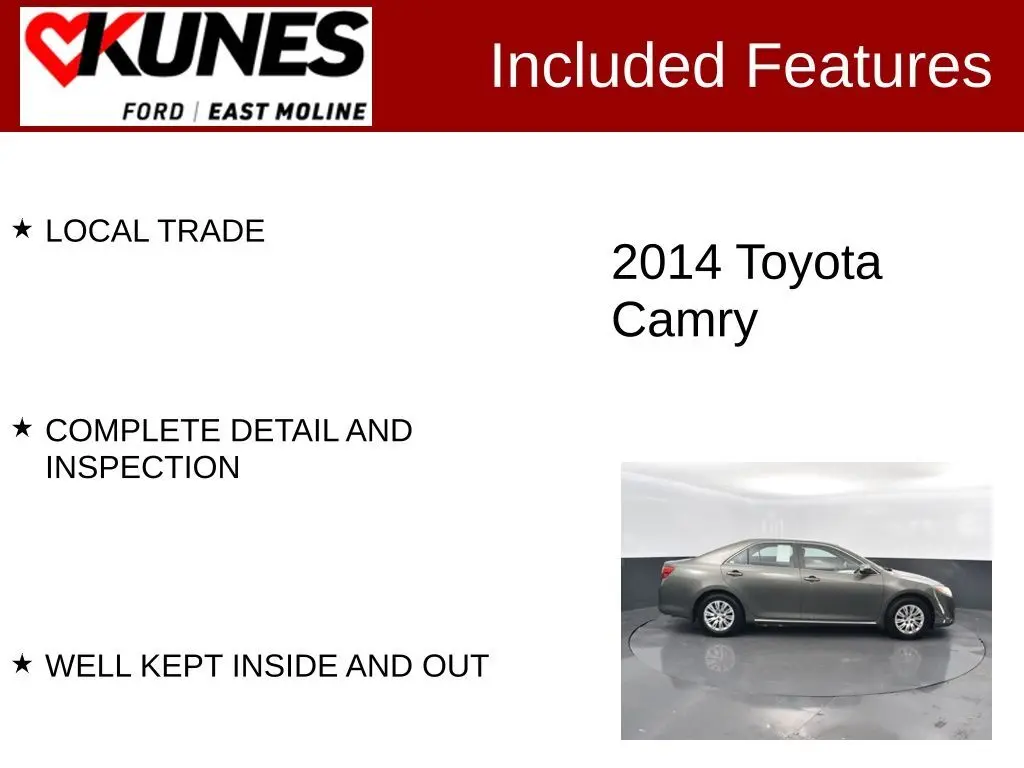 Used 2014 Toyota Camry L with VIN 4T4BF1FK2ER429082 for sale in East Moline, IL